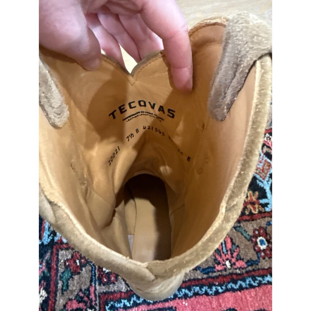 Tecovas Women's 7.5 Cowgirl Boot Cowboy The Sadie Suede Toasted Almond Brown - Picture 4 of 9